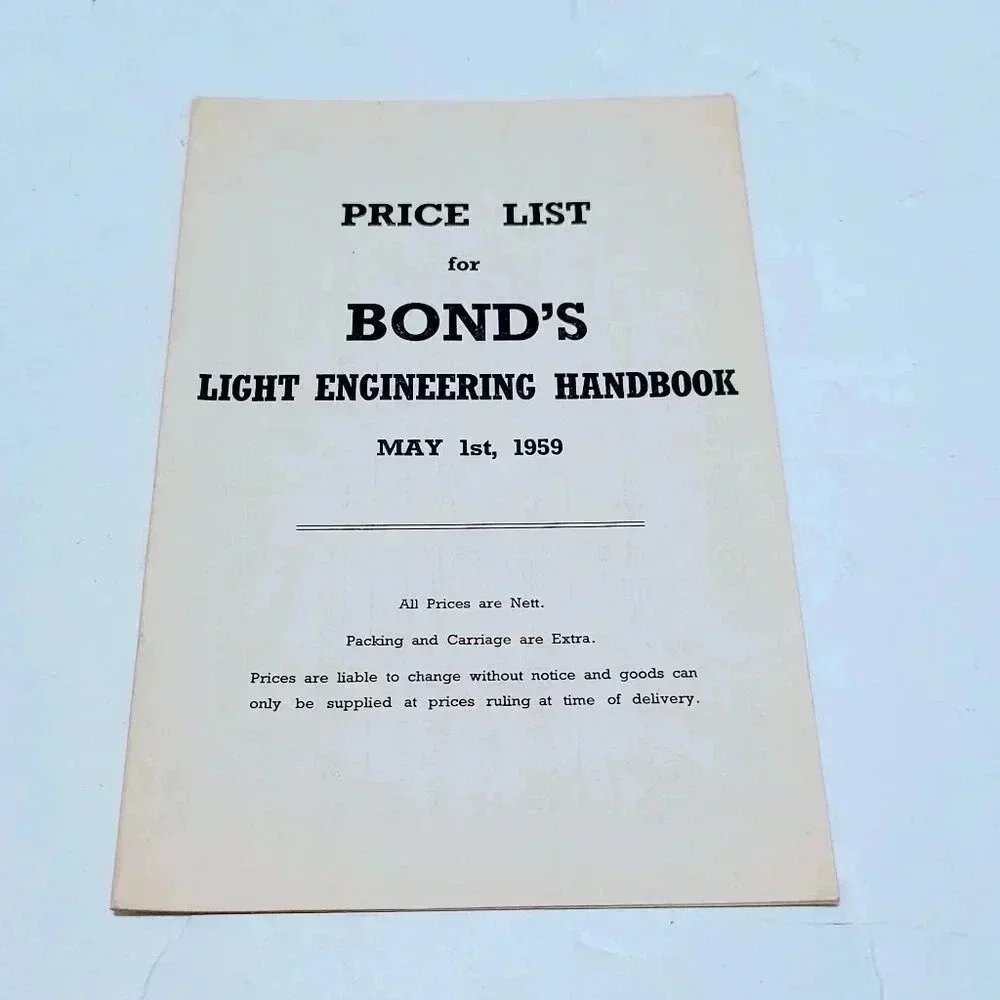 1959 Bond's Light Engineering Handbook & Price List Euston Road London England